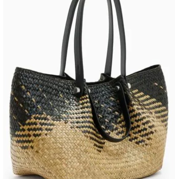 All Saints Black and Tan Woven Tote - Picture 1 of 10